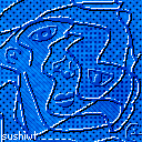Created in 2024-10-29.
            The image depicts an abstract blue surface with
            squiggles and body parts of various shapes. I forgot why I made this one. 